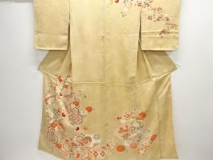 アンティーク　紋錦紗　地紙に鳳凰・草花模様着物